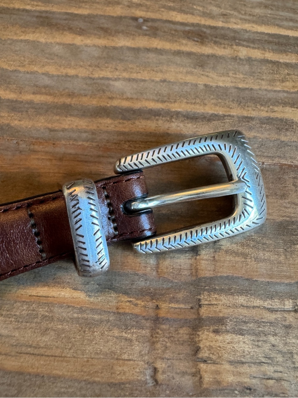 Brighton Multi-Color Pony Hair Silver Concho Leather Belt Sz 32 / M - Picture 10 of 11